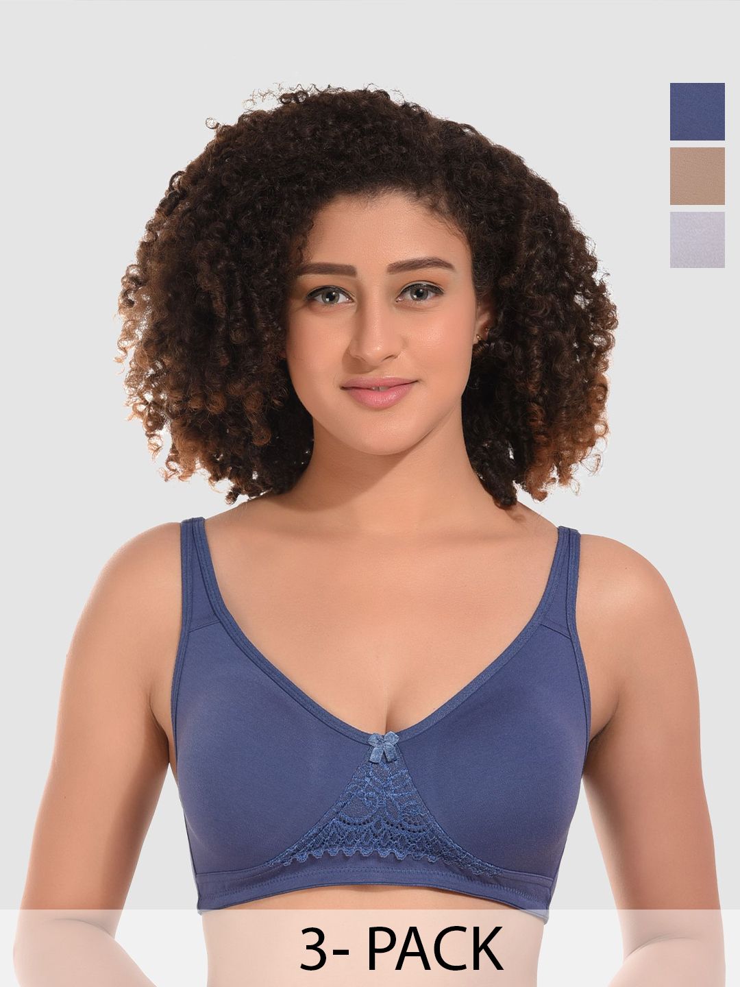 Designer Bugs Db-npb Pack of 3 Full Coverage Non Padded Everyday Bra