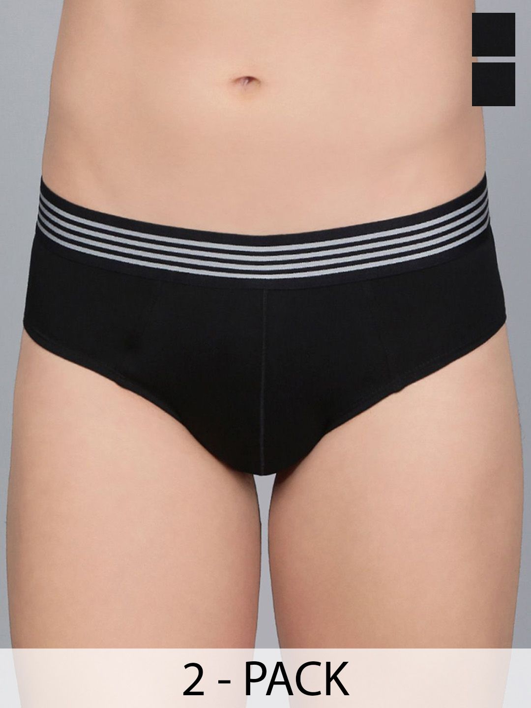 Mast & Harbour Men Pack of 2 Low-Rise Breathable Basic Briefs MnH_001_BRF_BLK/GB/_2PC-picture-30