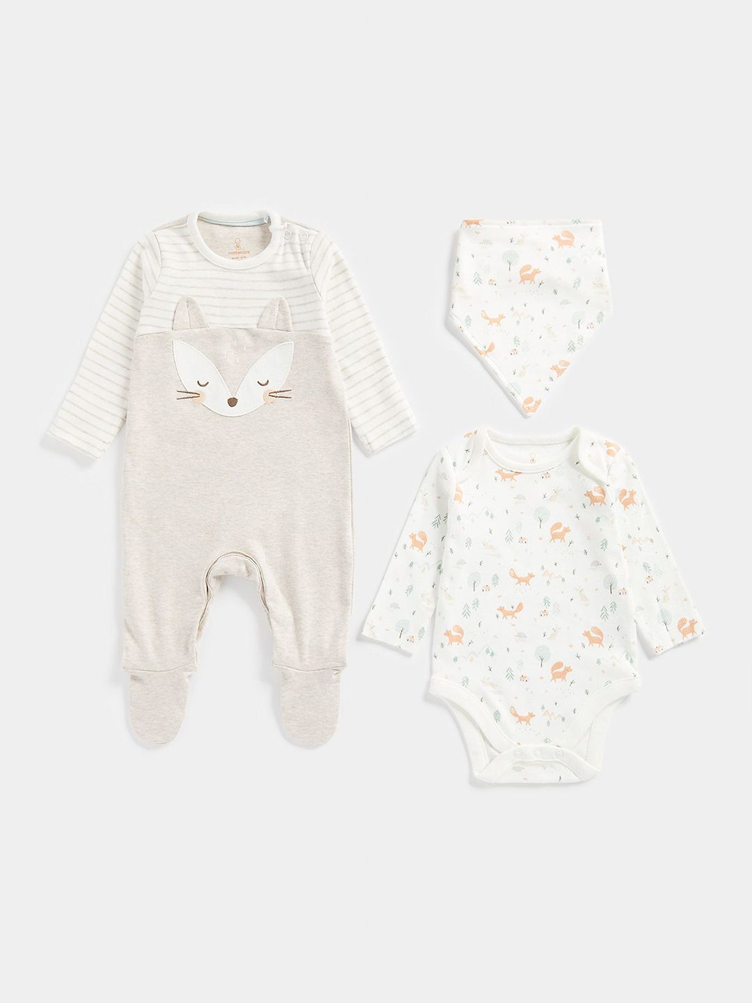 mothercare Infant Pack Of 3 Printed Baby Apparel Gift Set-picture-58