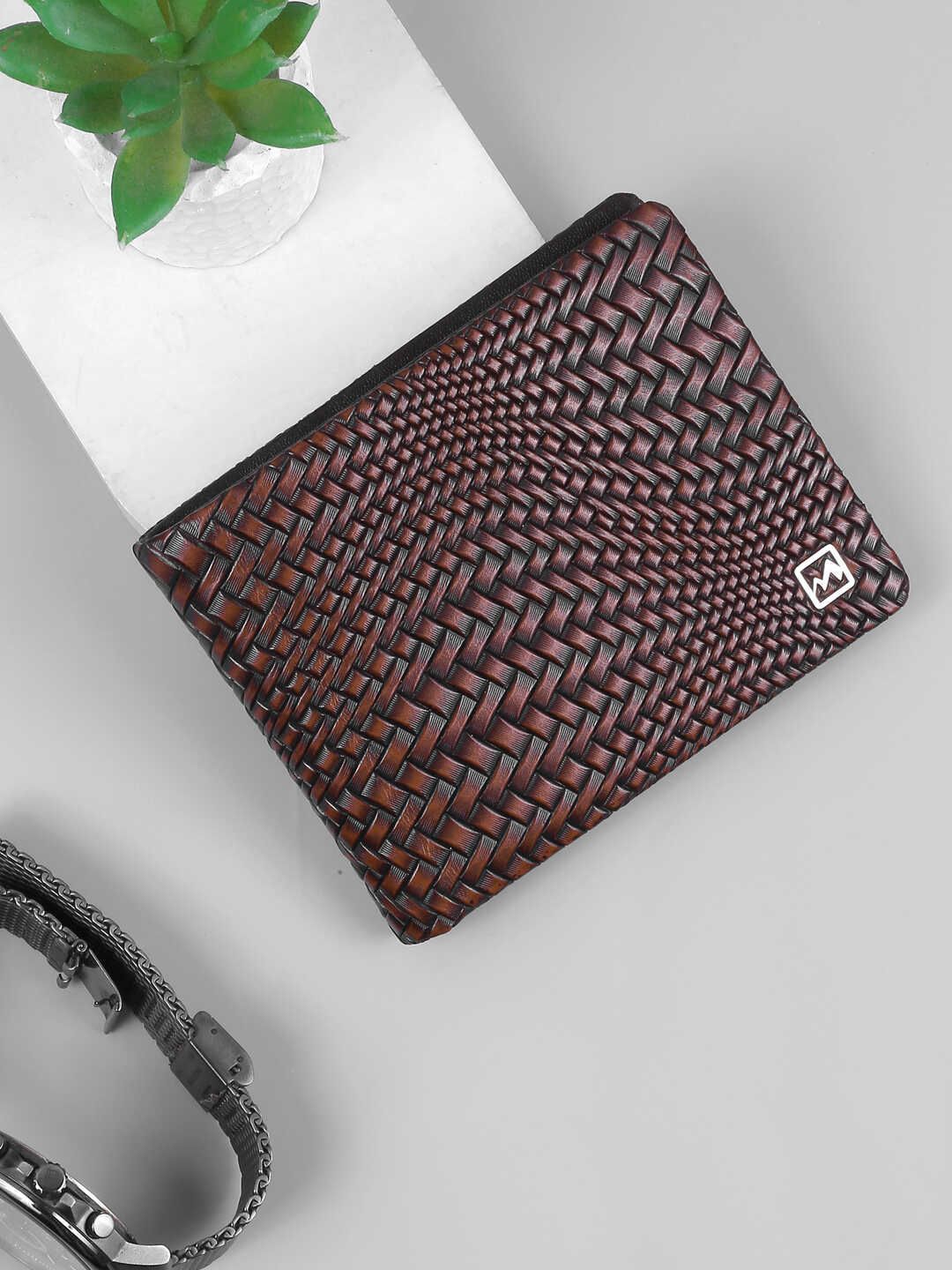 Metro Men Geometric Textured Leather Two Fold Wallet-picture-30