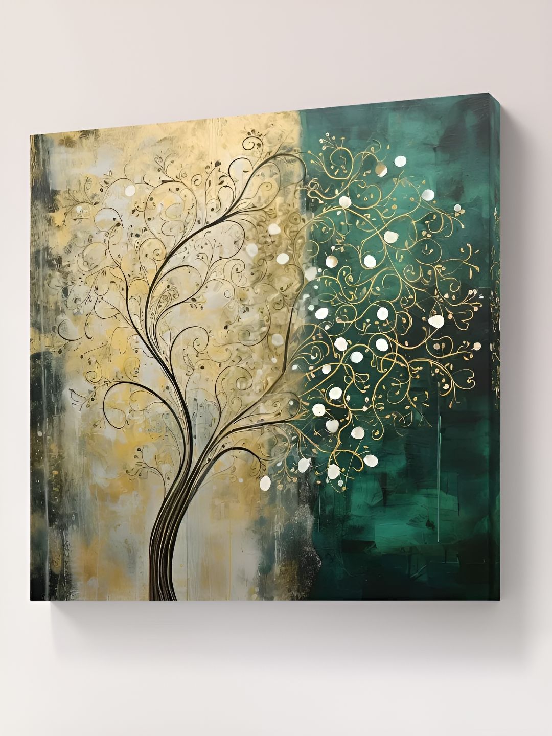 Livin'luxe Green & White Floral And Botanical Art Tree Canvas Wall Art-picture-16