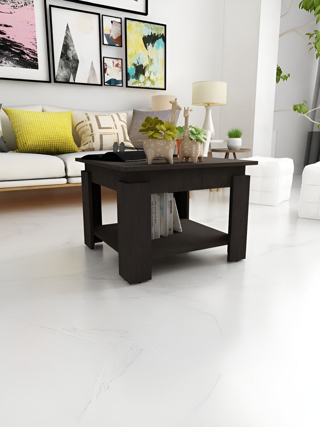 SIVOM Brown Wooden Square Bedside Table