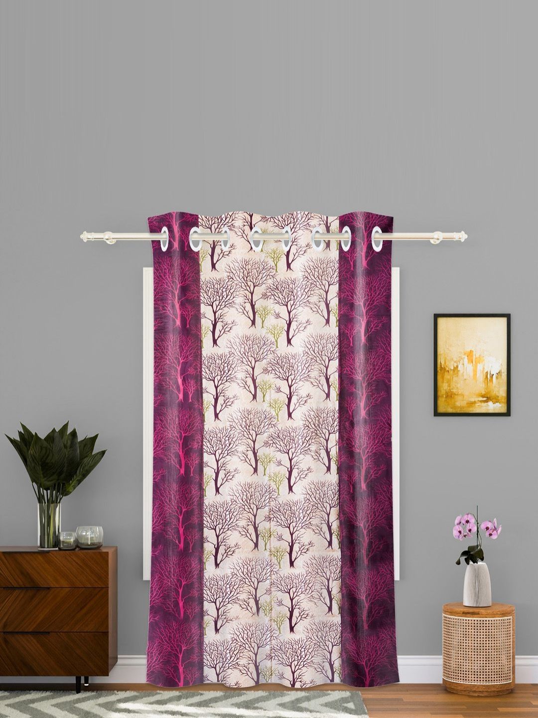 Myntra Elegant Homes Purple & White Floral Printed Door Curtain-picture-35