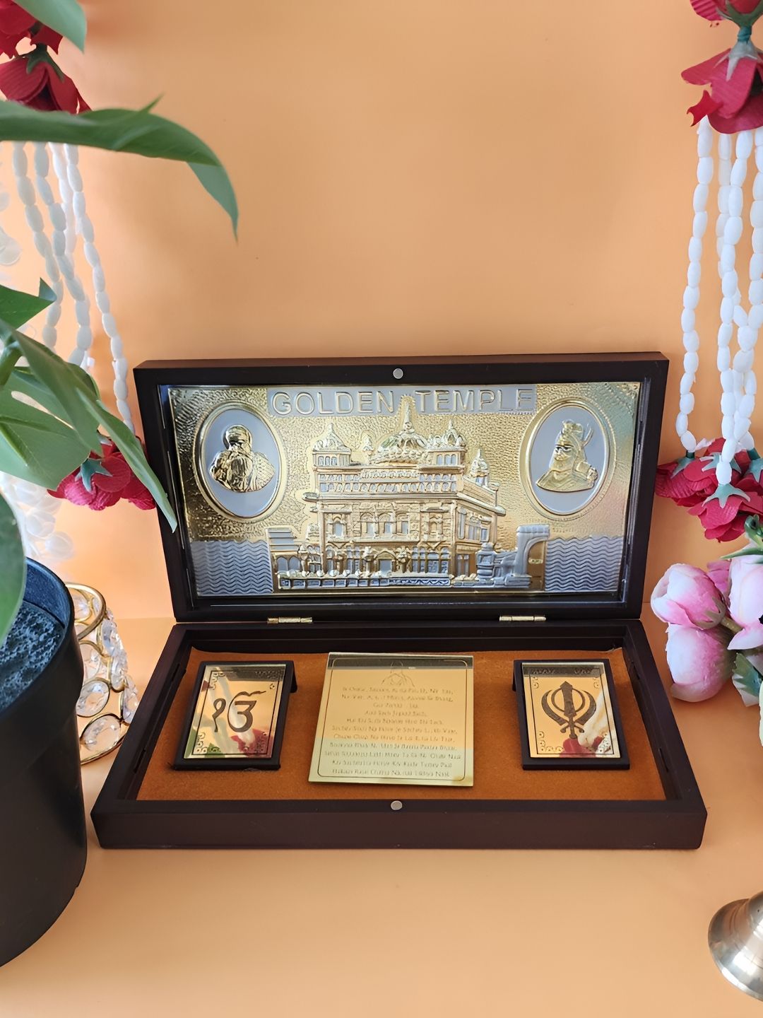 HOUSE OF WEMY Brown & White Golden Temple Religious Foot Prints Pocket Temple-picture-12