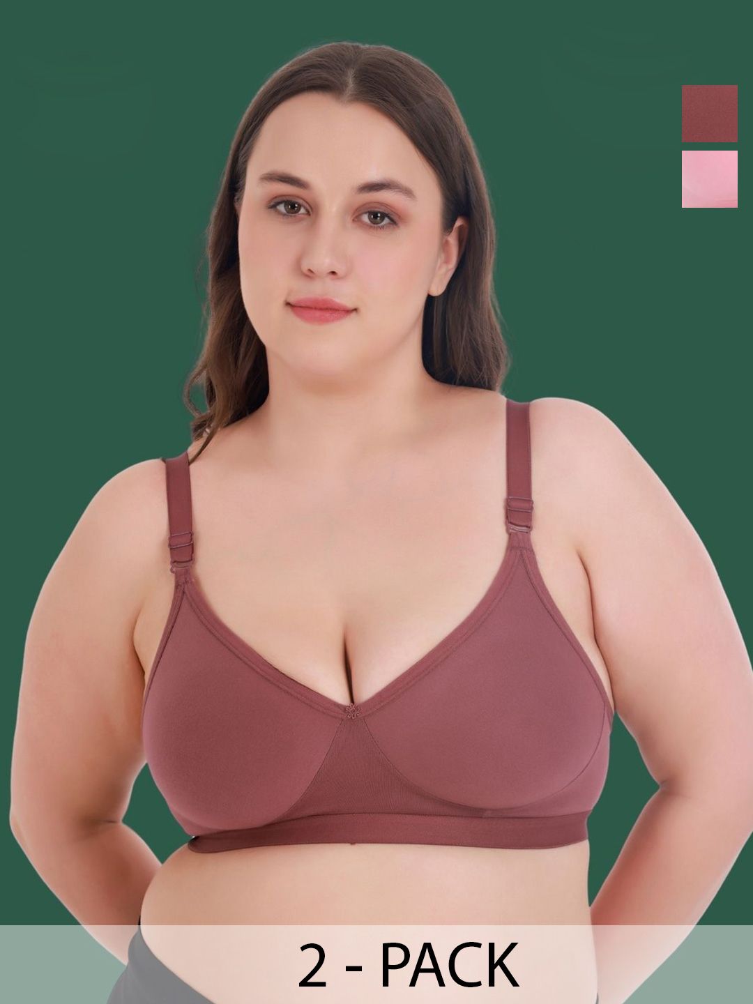 Aimly Pack Of 2 Non Padded Non-Wired Full Coverage Cotton Bra