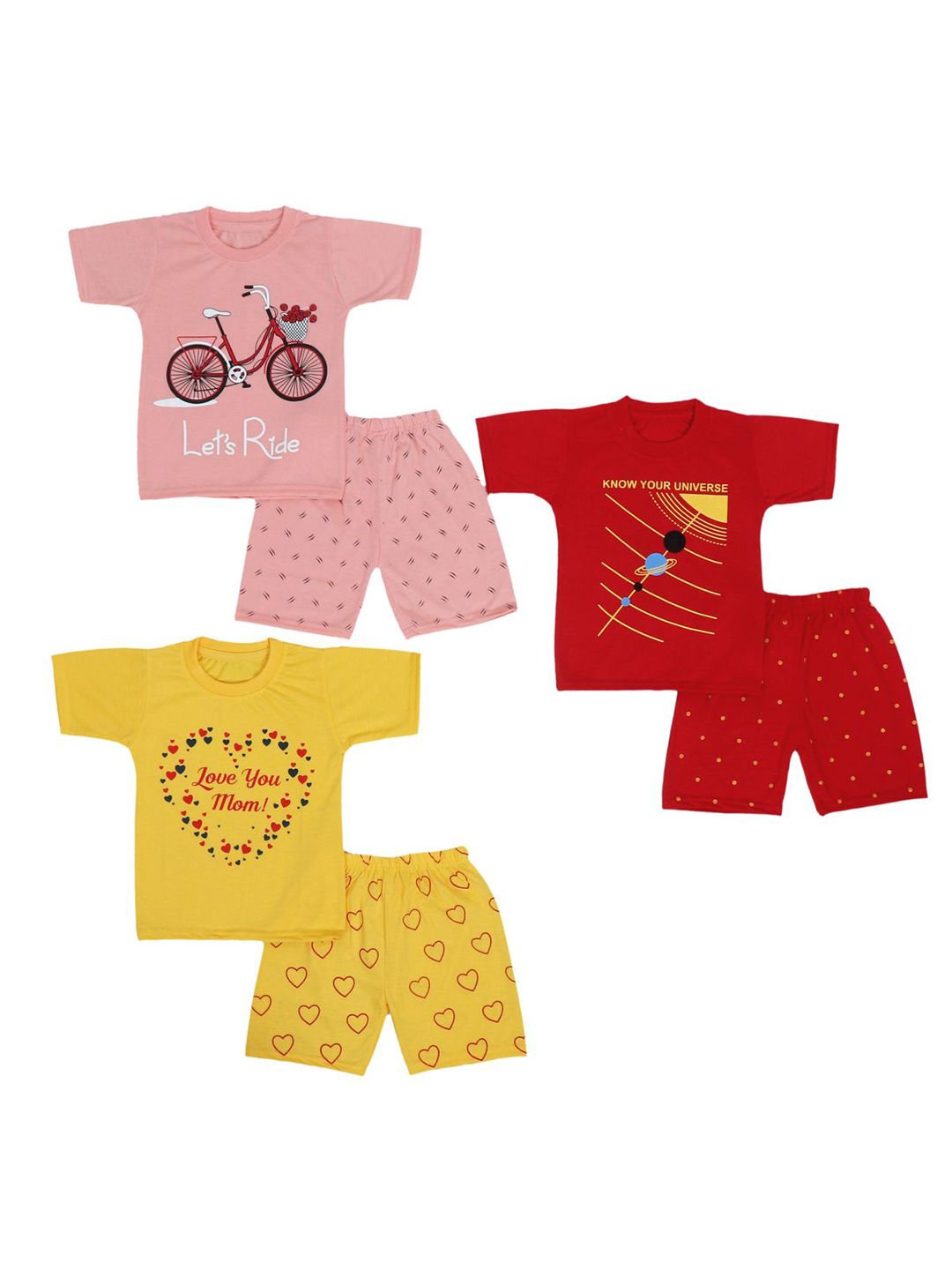 BAESD Kids Pack Of 3 Printed Short Sleeves Pure Cotton T-shirt With Shorts-picture-19