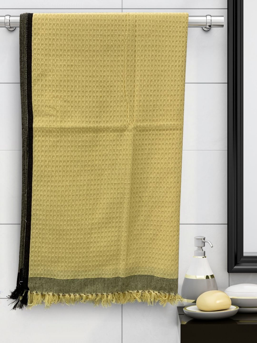 Myntra Elegant Homes Yellow Cotton 210 GSM Bath Towels-image-28