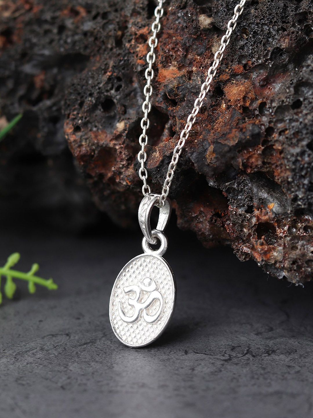 Metronaut Men 925 Sterling Silver Circular Om Pendants With Anchor Chains-picture-26