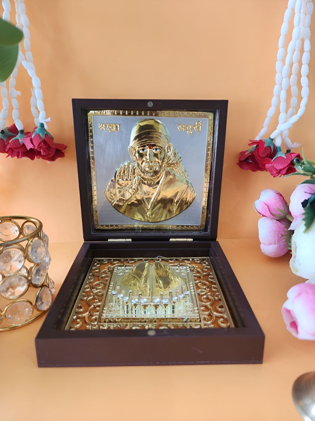 HOUSE OF WEMY Brown & White Sai Baba Religious Foot Prints Pocket Temple-picture-11