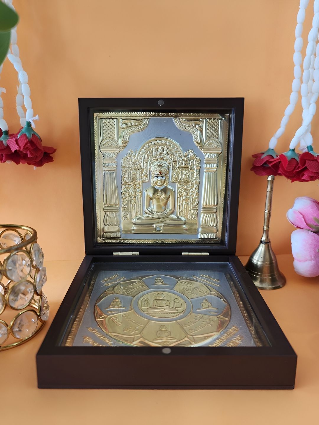 HOUSE OF WEMY Brown & White Lord Mahavir Religious Foot Prints Pocket Temple-picture-28