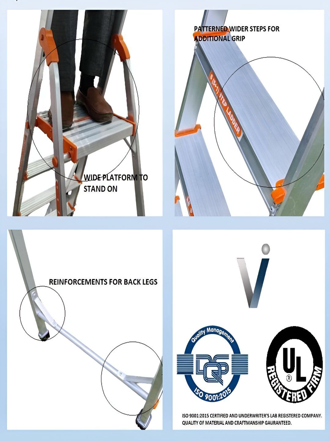 Vakkal Home Orange-Colored Rust Resistant Anti Skid Foldable Step Ladder