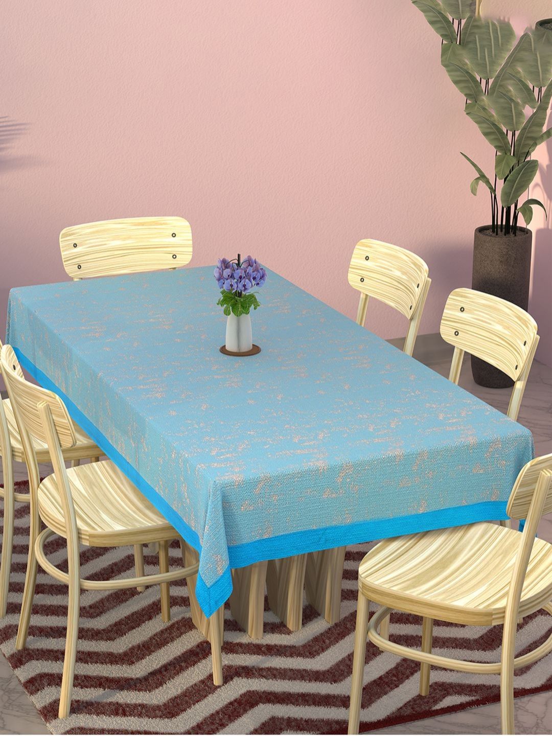 Myntra Elegant Homes Blue Swiss Cotton 6-Seater Table Cover-picture-23