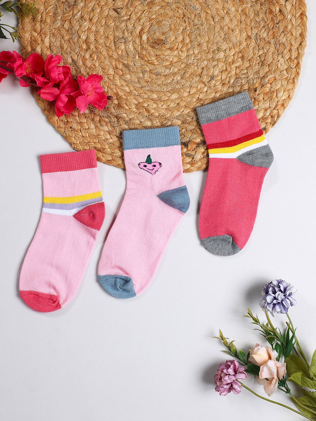 YK Infant Boys Pack Of 3 Patterned Ankle-Length Socks-picture-28