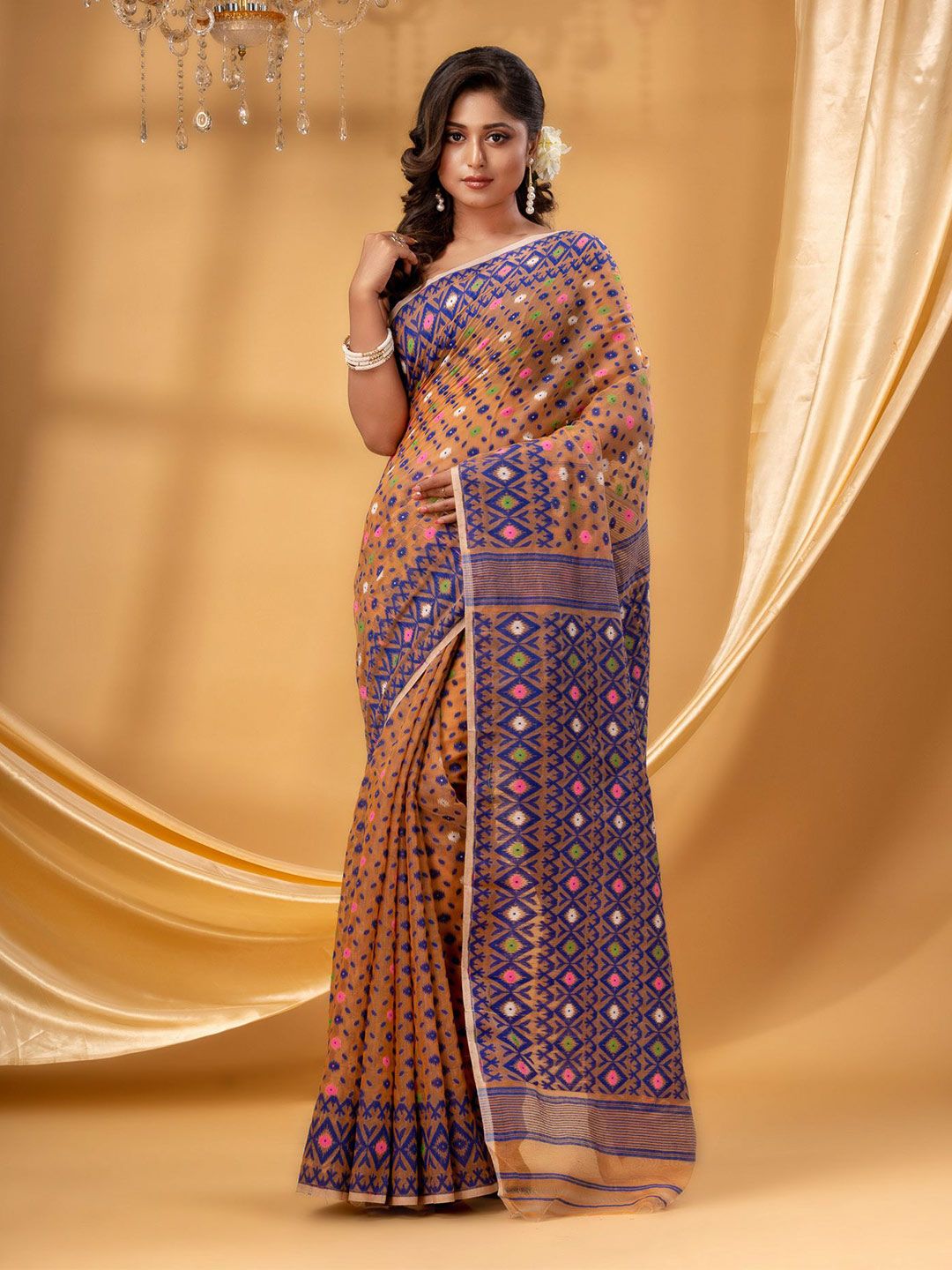 DESH BIDESH Woven Design Pure Cotton Jamdani Saree-picture-41