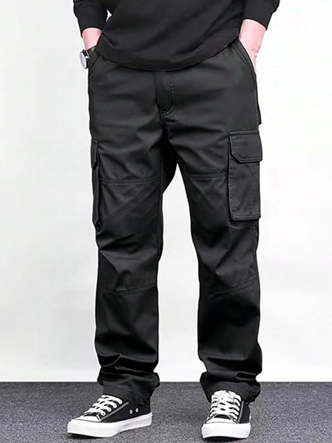 R.Code by The Roadster Life Co. Men High-Rise Flat-Front Cotton Cargos-image-20