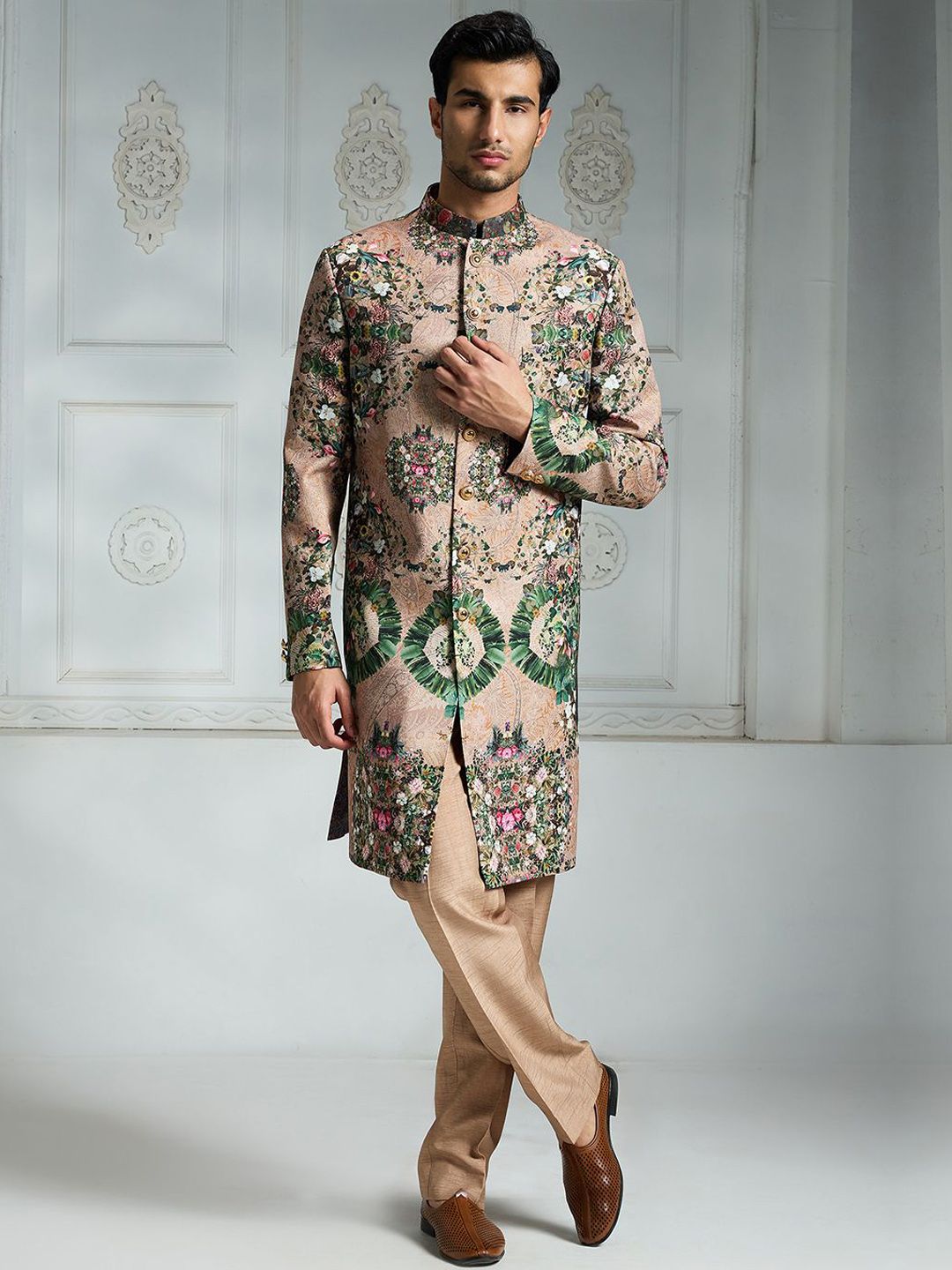 Rivaar By Rocky Star Floral Printed Sherwani Set-picture-55