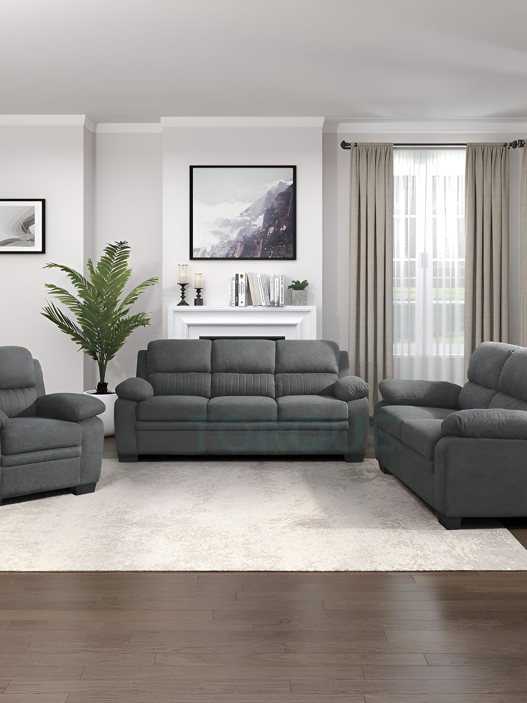 Torque Jett Grey Melange 3 Pieces 6 Seater Inflatable Matte Leatherette Sofa & Bed-picture-52