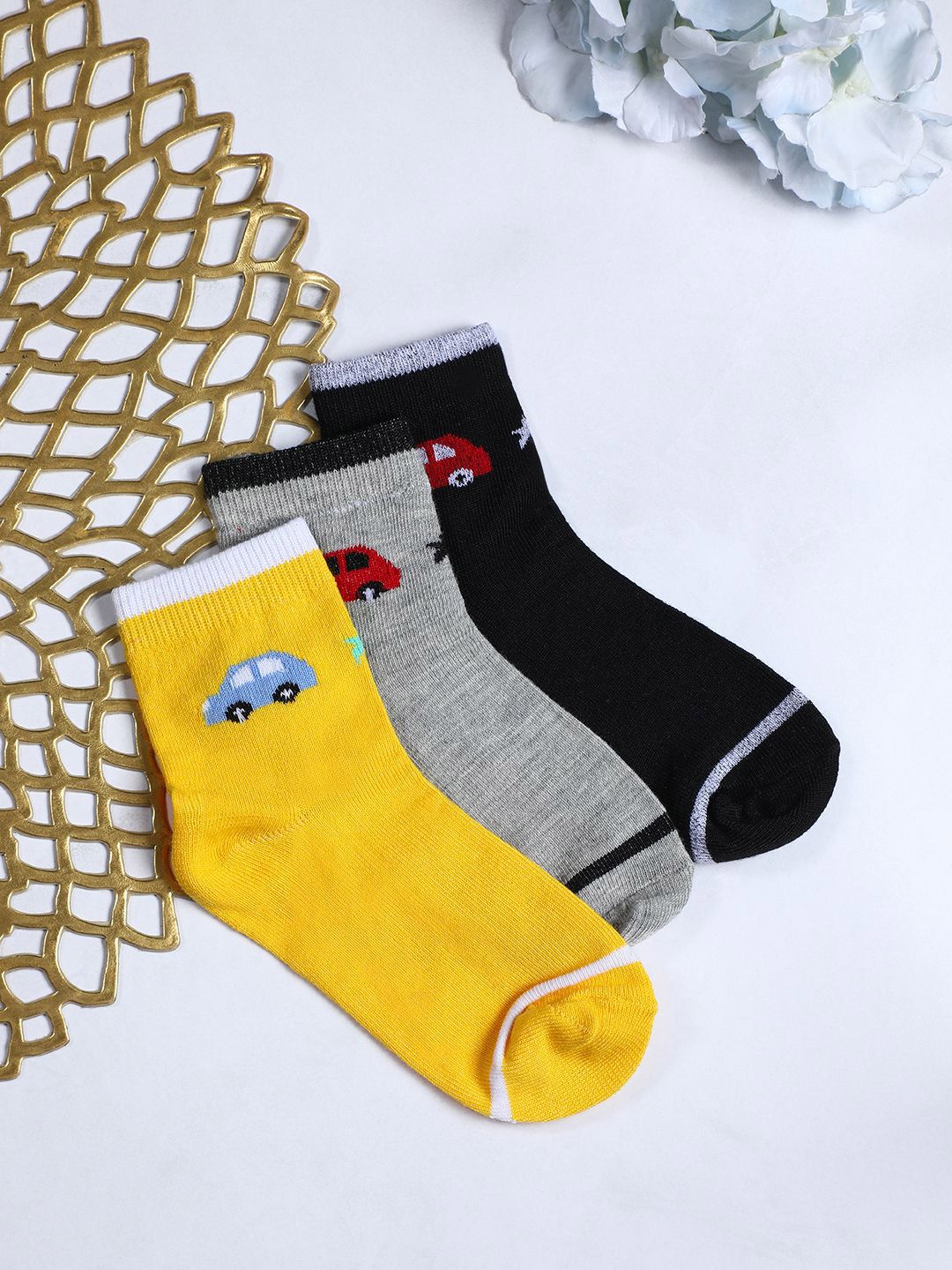 YK Infant Boys Pack Of 3 Pair Patterned Ankle Length Socks-picture-55