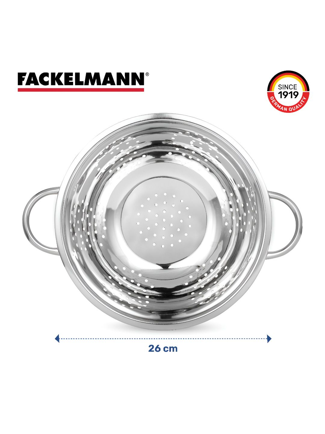 Fackelmann Stainless Steel Dishwasher Safe Easy Grip Handle Colander 26cm-image-6