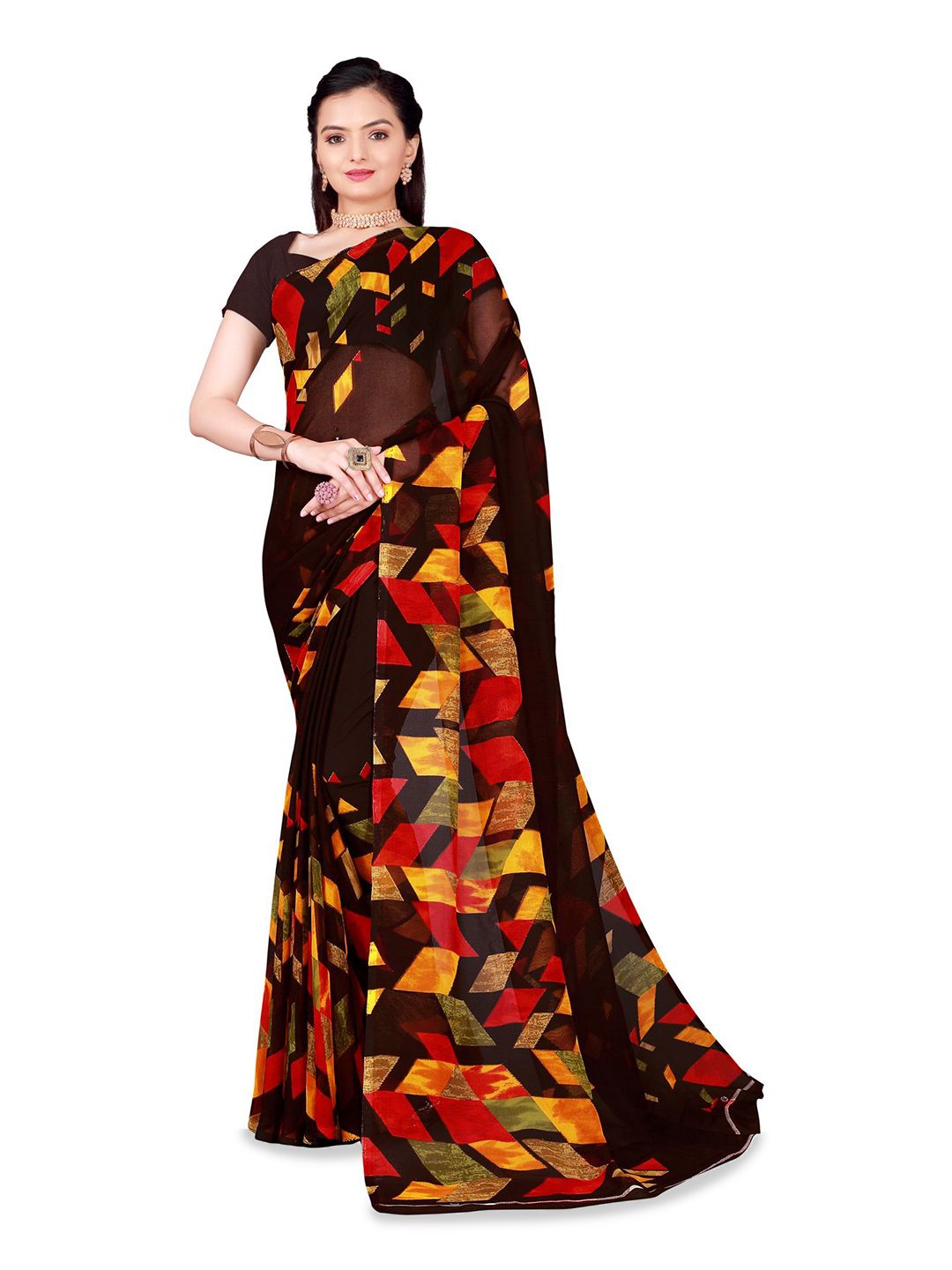 Moda Rapido Pure Georgette Geometric Printed Saree-picture-24