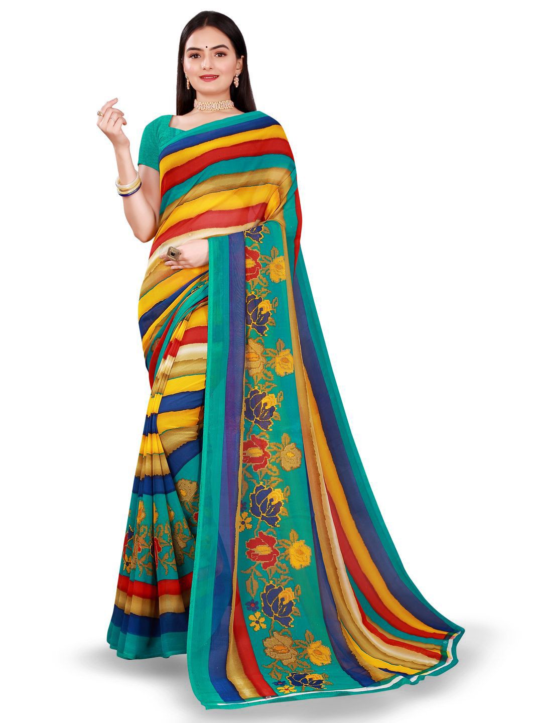 Moda Rapido Striped Pure Georgette Saree-picture-19