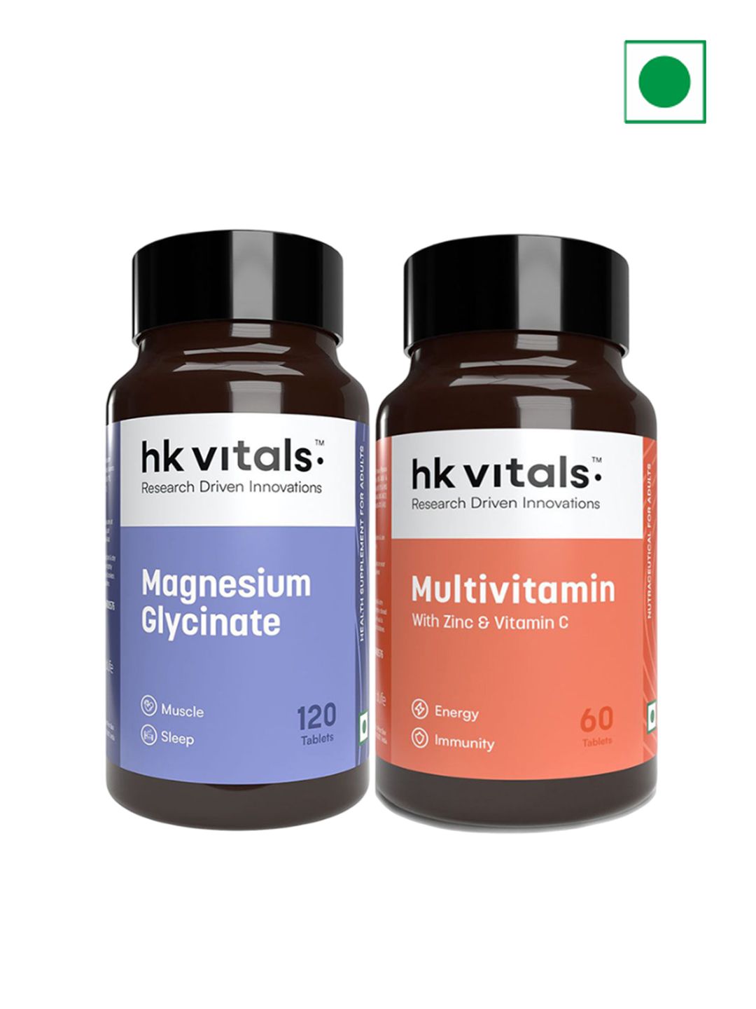 HK VITALS Set Of 2 Magnesium Glycinate- 120 Tablets & Multivitamin Tablets- 60 Tablets-picture-37
