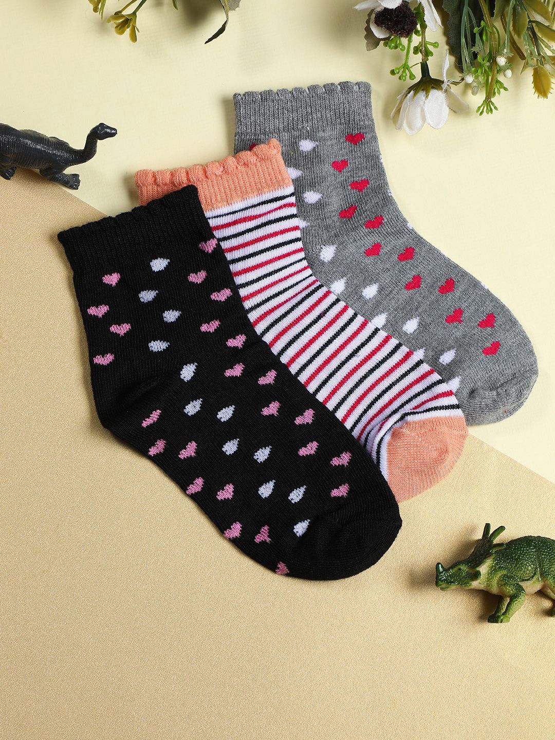 YK Infant Boys Pack Of 3 Patterned Ankle Length Socks-picture-45