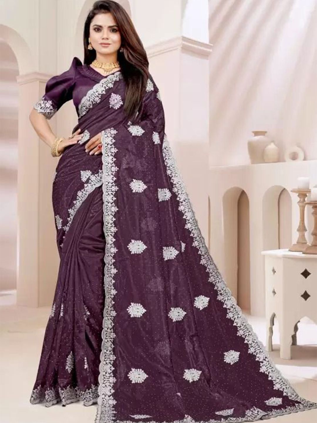 Moda Rapido Embroidered Embellished Organza Saree-picture-12