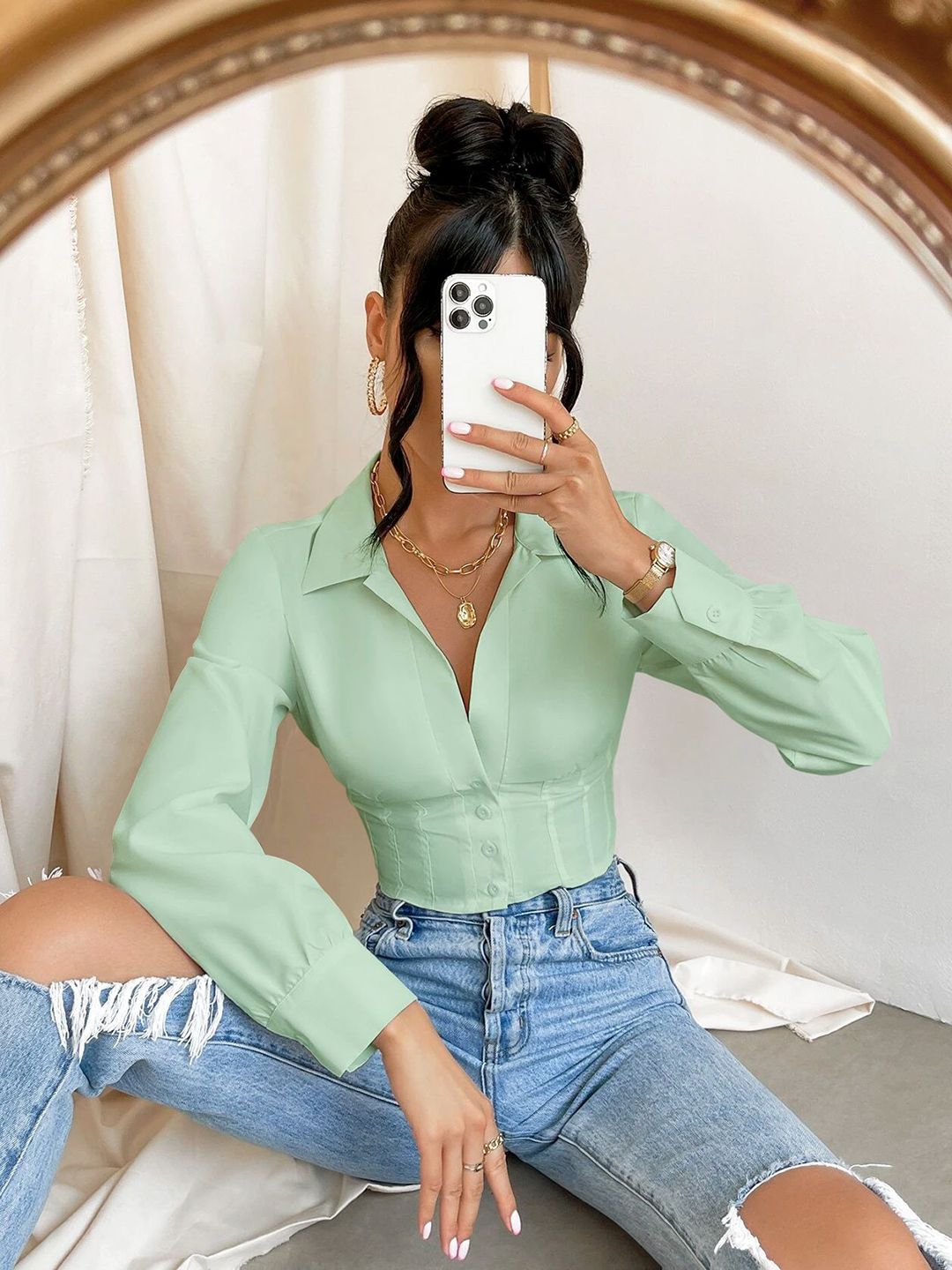 Stylecast X Slyck Cotton Styled Back Crop Top-picture-34