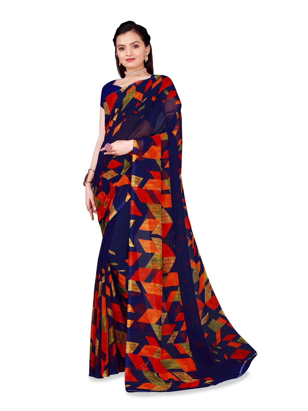 Moda Rapido Women Abstract Printed Pure Georgette Saree-picture-40