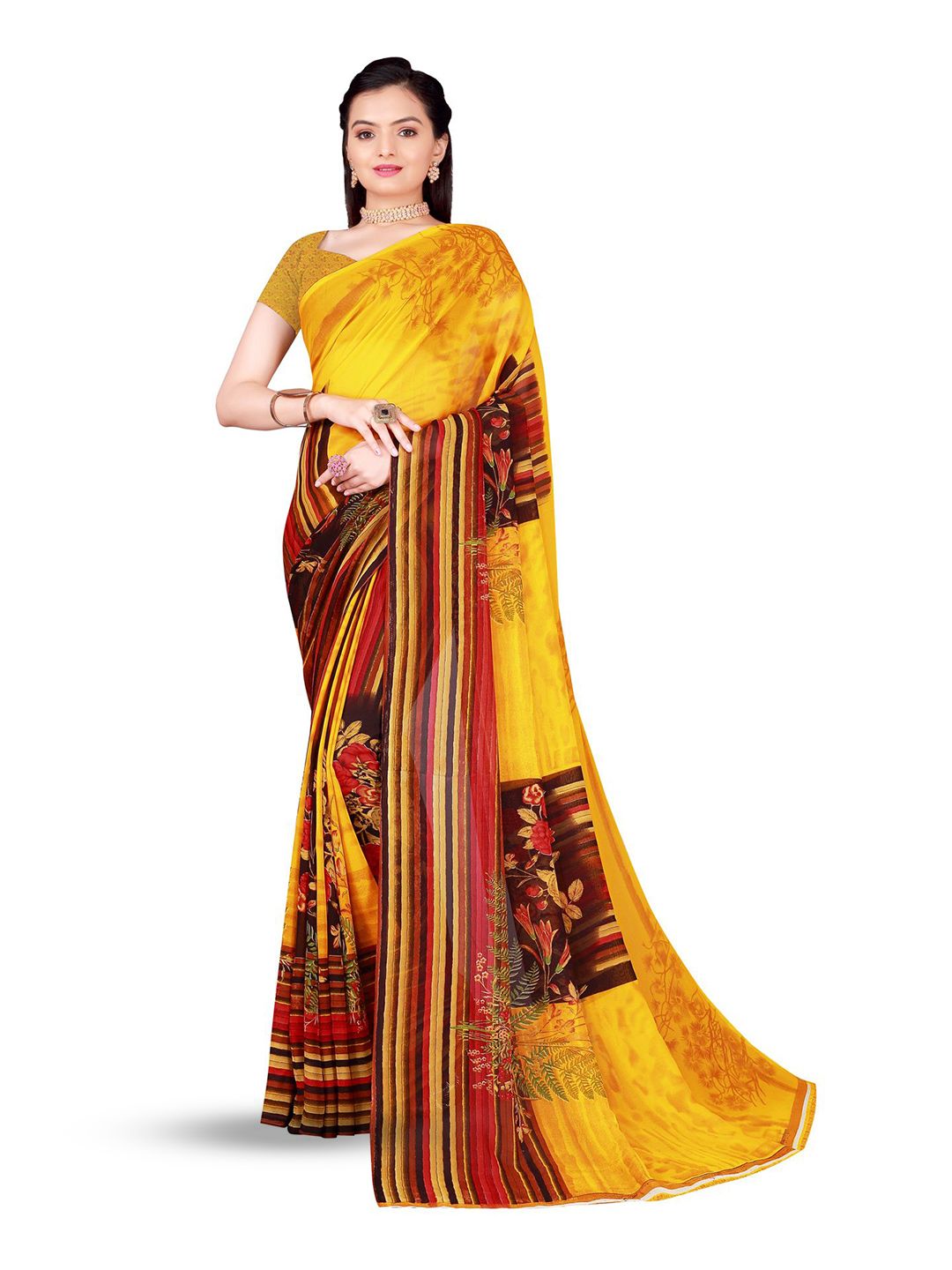 Moda Rapido Women Floral Printed Pure Georgette Saree-picture-39
