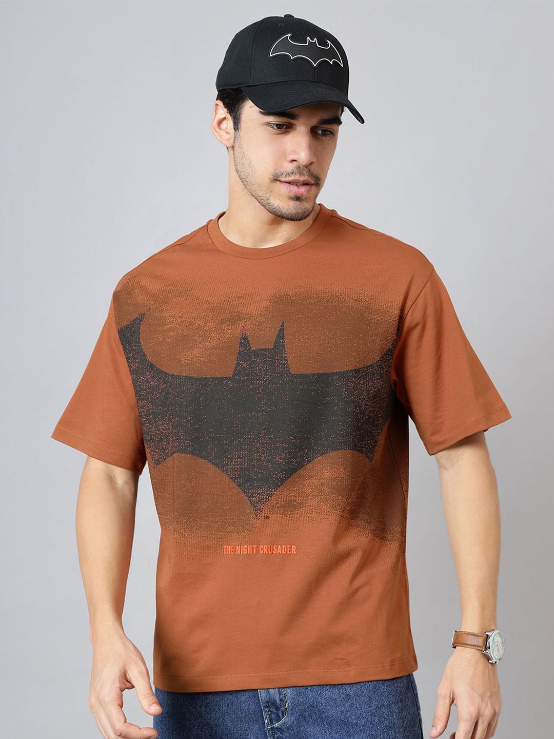 Free Authority Men Batman Graphic Printed Round Neck Cotton Oversized T-shirt-picture-22