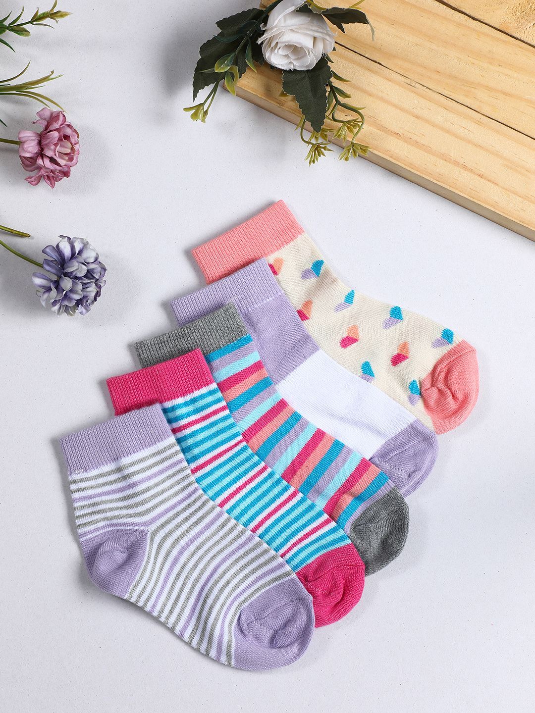YK Boys Pack Of 5 Cotton Patterned Ankle Length Socks-image-43