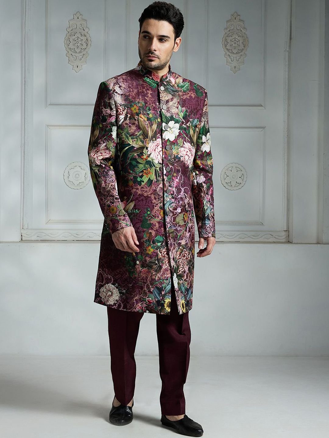 Rivaar By Rocky Star Floral Printed Sherwani Set-picture-42