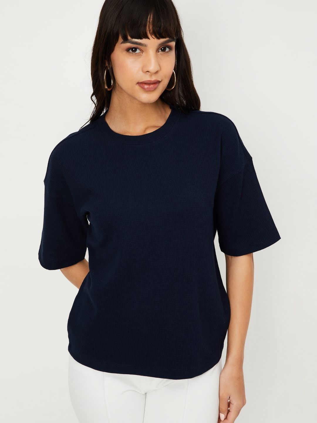 max Women Self Design Round Neck Relaxed Fit T-shirt-picture-30