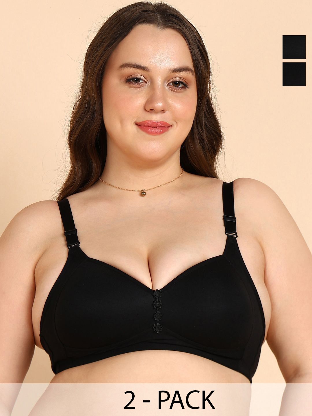 KOMLI Women Pack of 2 Plus Size Minimizer Full Coverage Lightly Padded Bra
