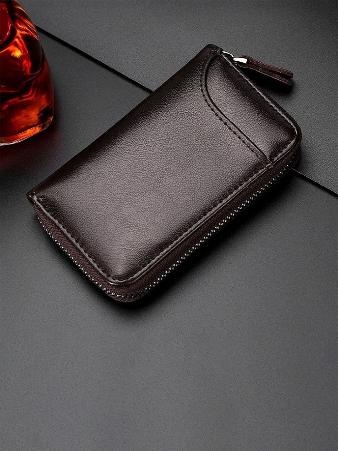 SZN Unisex Zip Detail Leather Card Holder-image-41