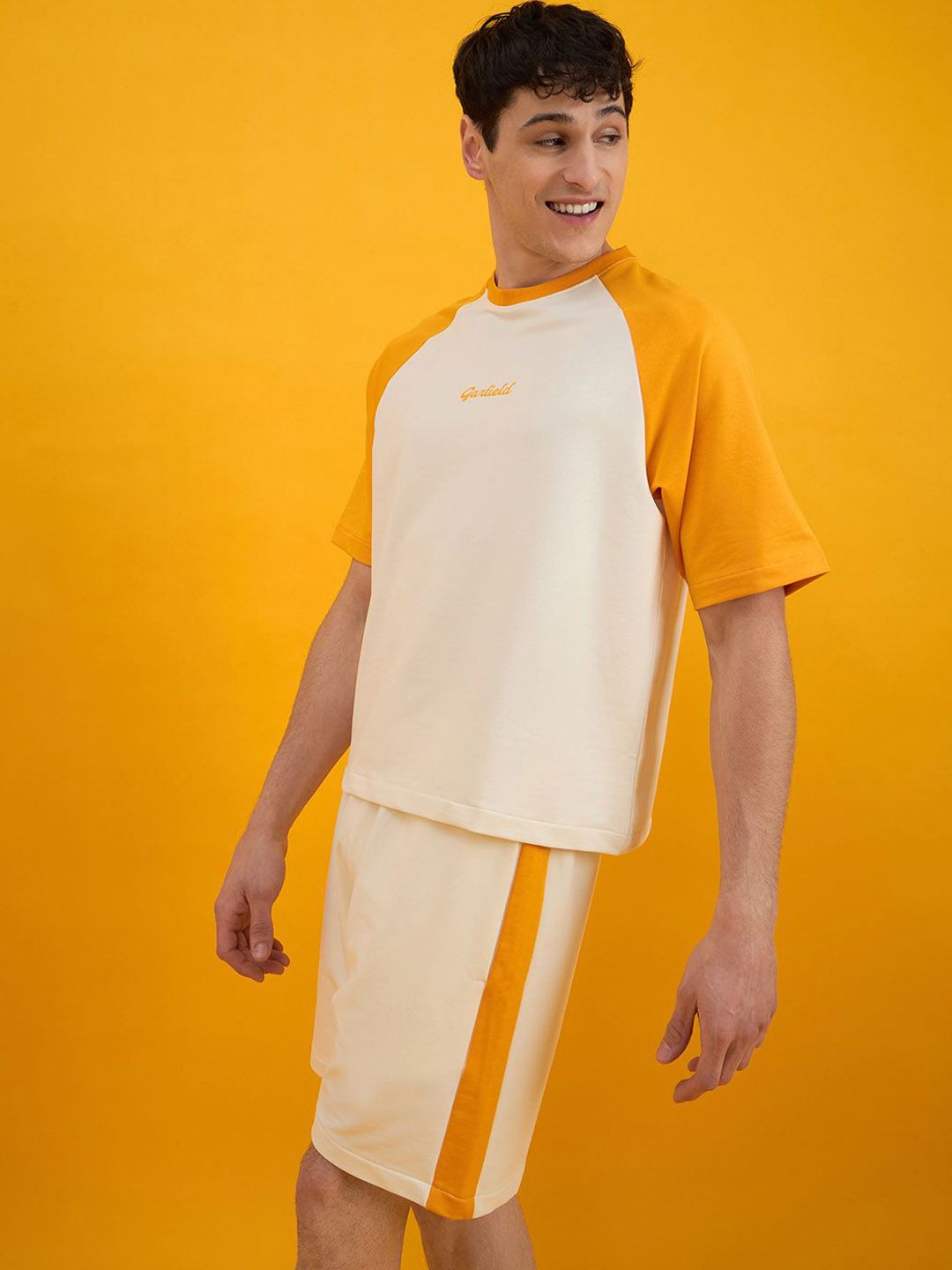 Sweet Dreams Men Colourblocked Pure Cotton Top Shorts Night suit-image-3