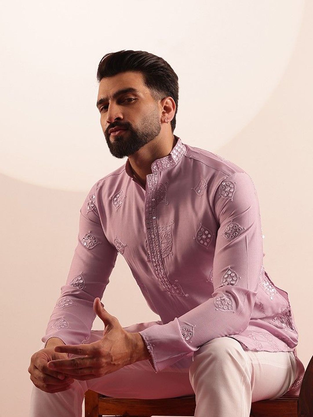 SOJANYA Men Embroidered Mirror Work Kurta-picture-41