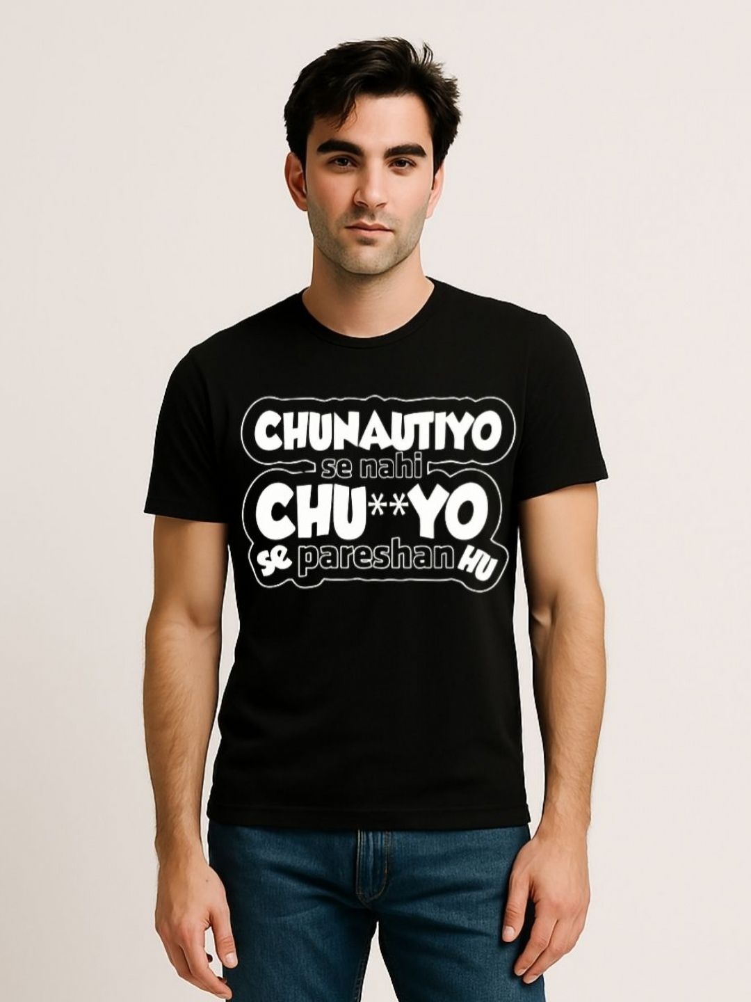 Be Crazy Men Typography Printed Round Neck Cotton T-shirt-picture-21