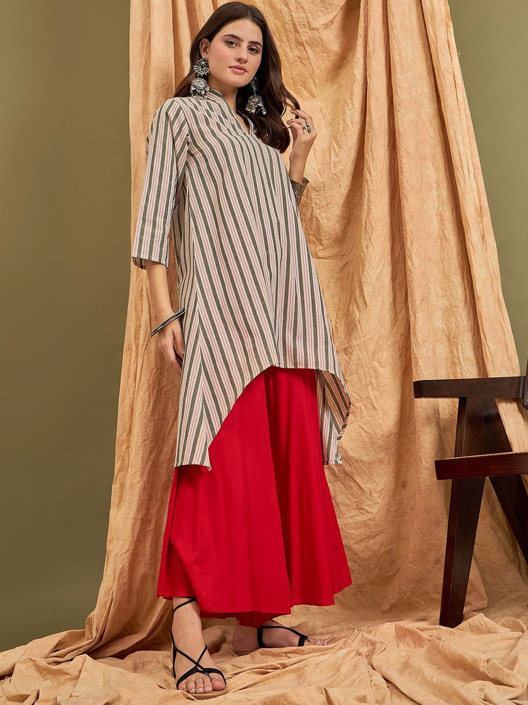 InWeave Women Pure Cotton Kurta with Palazzos-picture-18