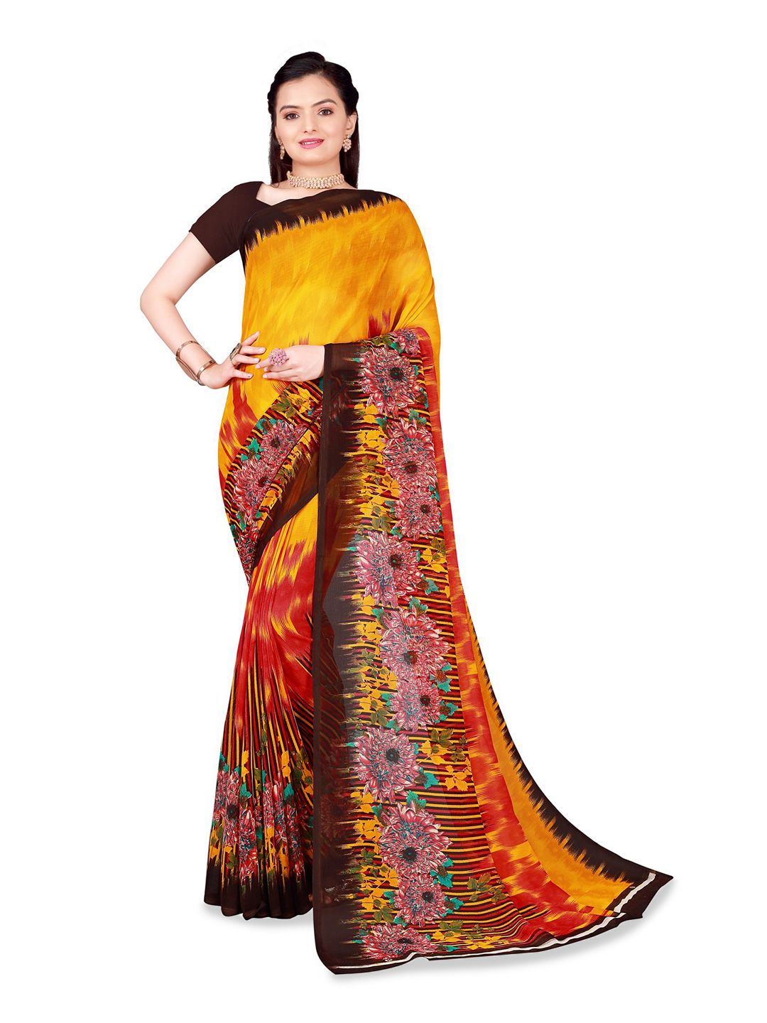 Moda Rapido Floral Printed Pure Georgette Saree-picture-32
