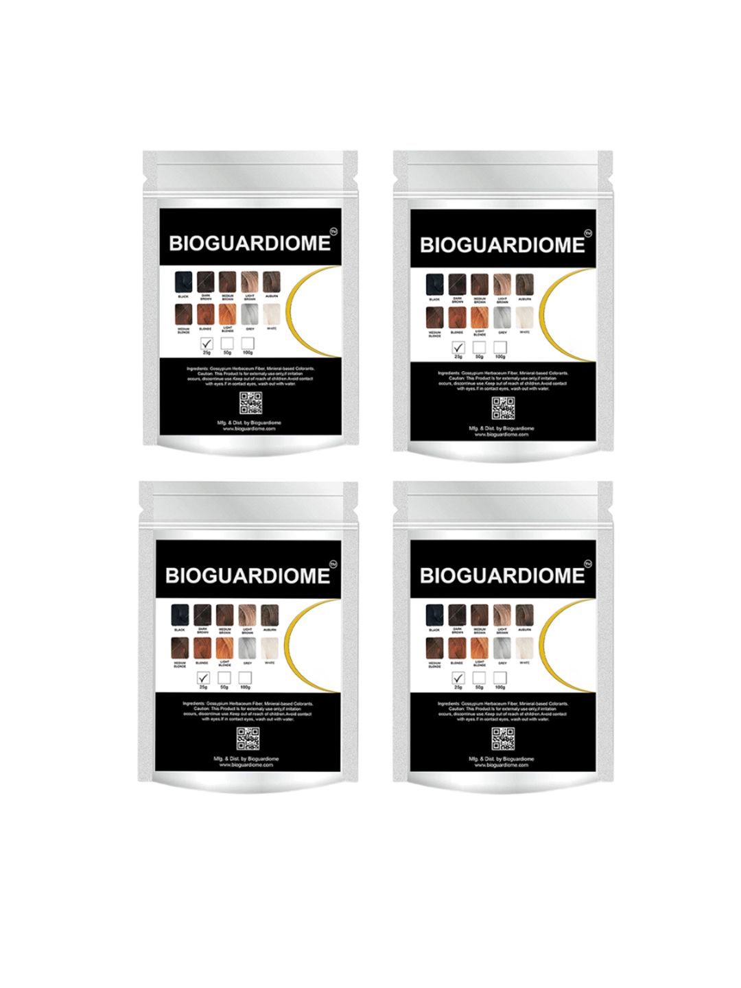 Bioguardiome Set Of 4 Hair Building Thickening Fiber Refill Bag - 25 g Each - Black-picture-25