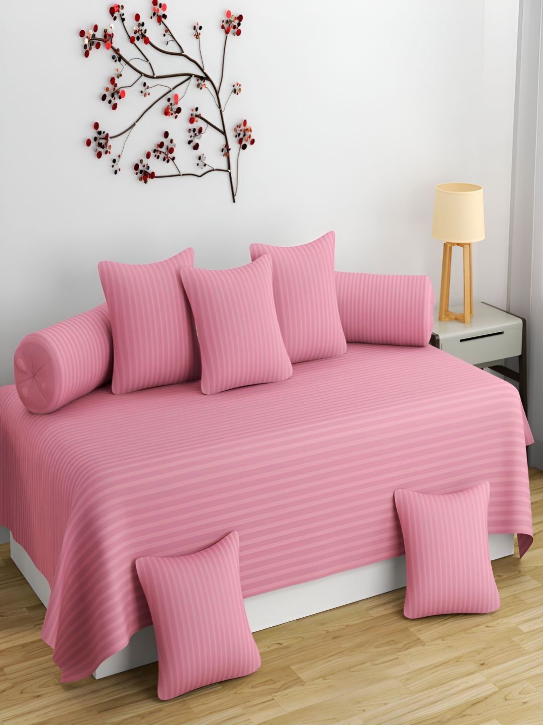 Aura Pink 8 Pieces Striped Diwan Set-picture-46
