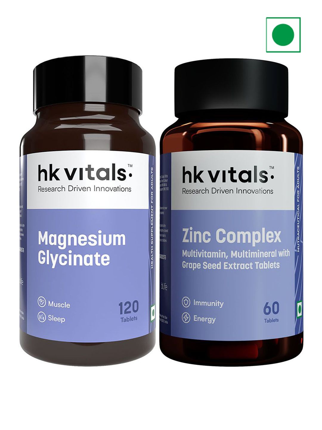 HK VITALS Set Of 2 Magnesium Glycinate - 120 Tablets With Zinc Supplements - 60 Tablets-picture-35