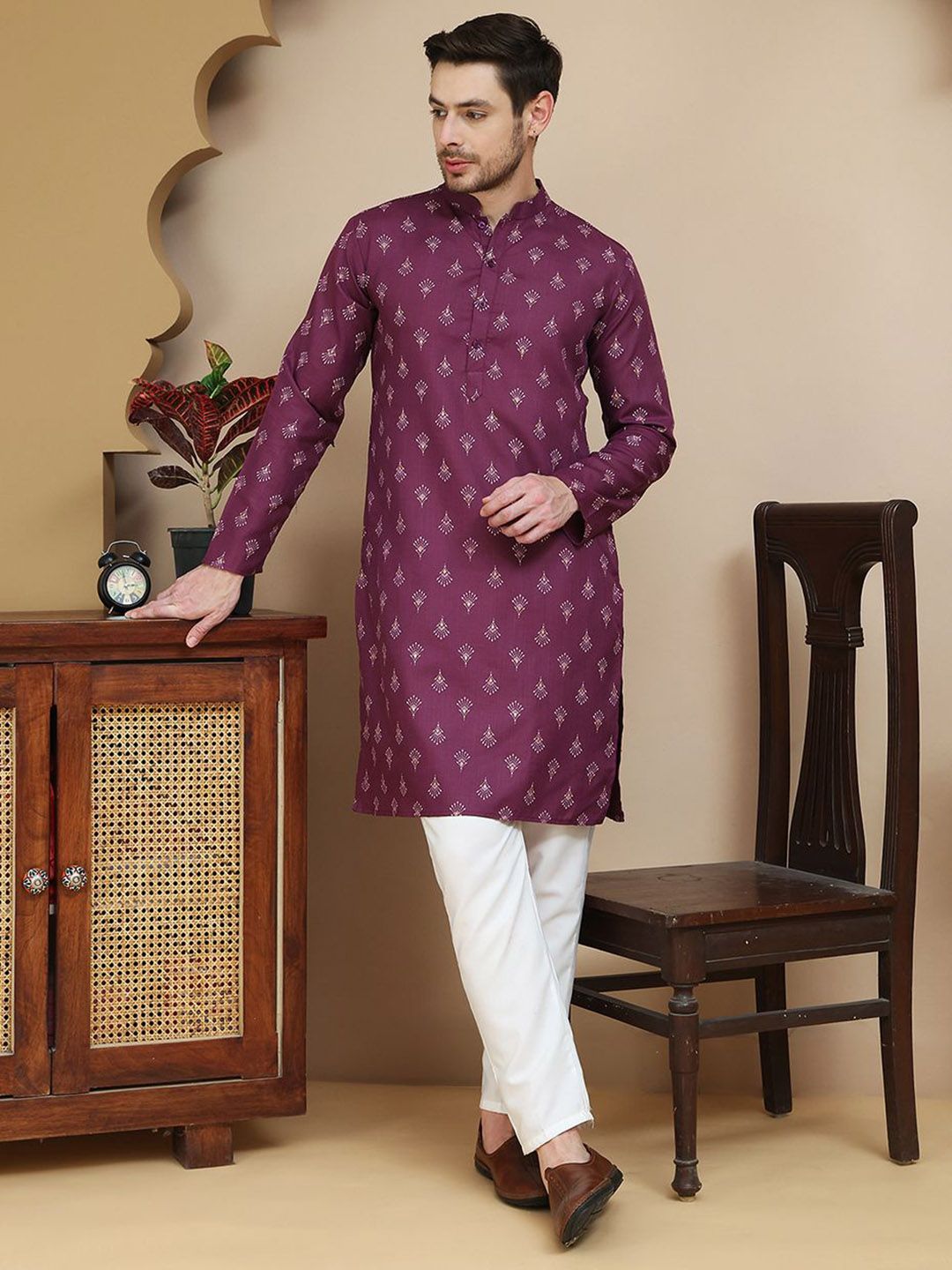 anouk mirage Anouk Rustic Floral Printed Mandarin Collar Straight Kurta with Pyjamas-picture-23
