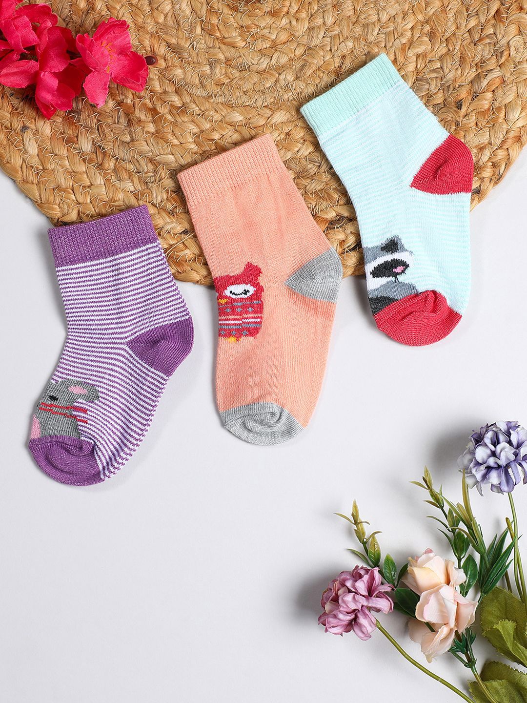 YK Infant Boys Pack Of 3 Patterned Ankle-Length Socks-picture-27