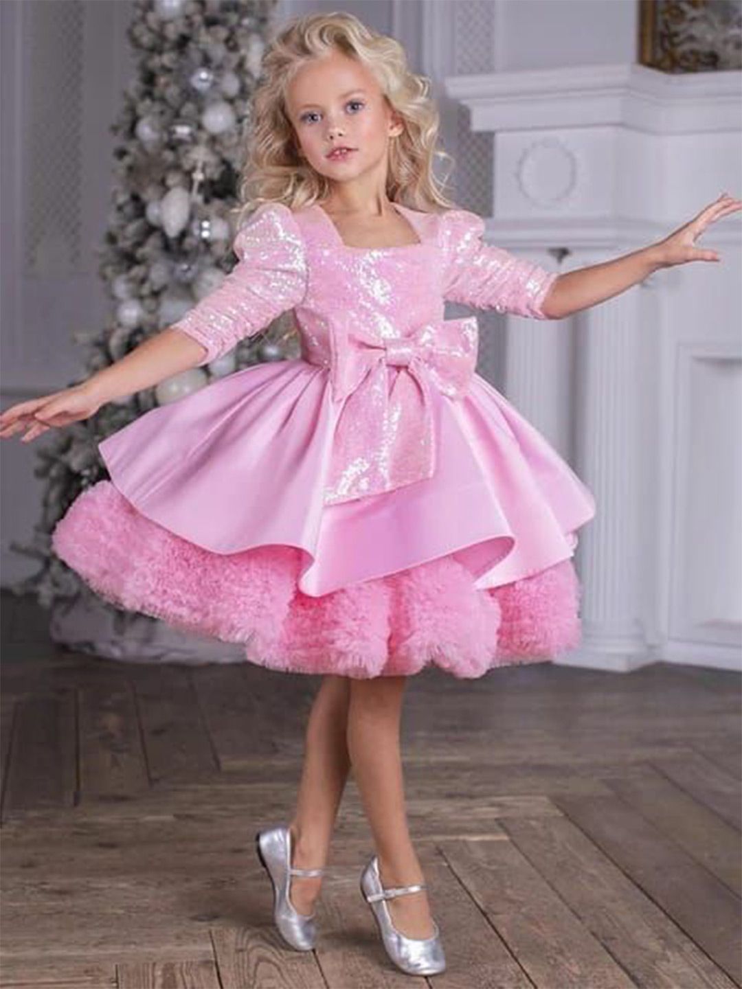 First Little Smile Girls Beaded Fluffy Birthday Party Dress-picture-38