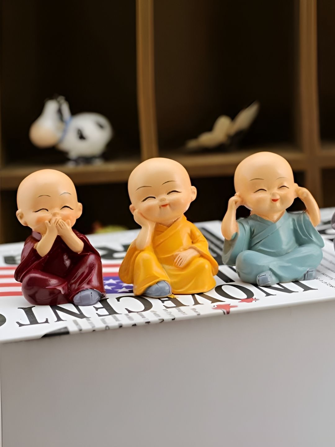 DeoDap Set of 4 Small Monk Buddha Showpieces