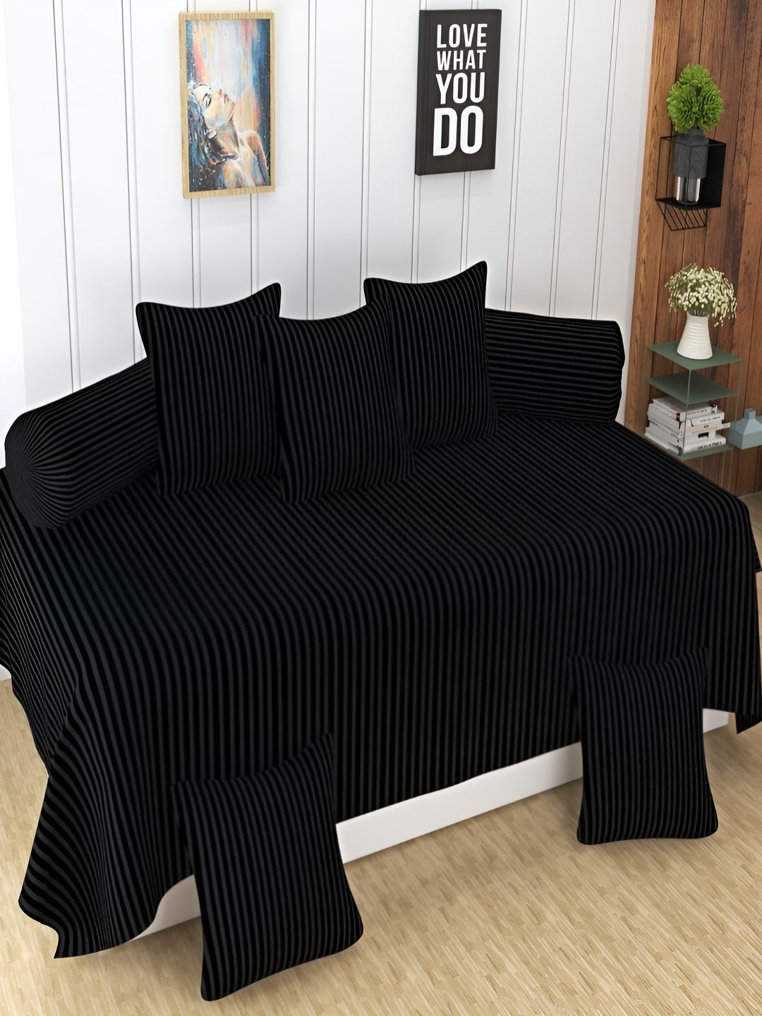Aura Black 8 Pieces Striped Diwan Set-picture-32